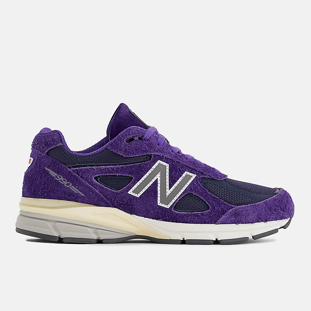 New Balance Made in USA 990v4 Shoes Plum with Silver